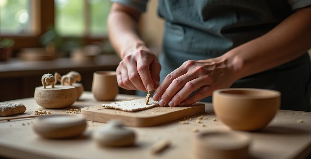 Professional craft workshop with organized tools and materials