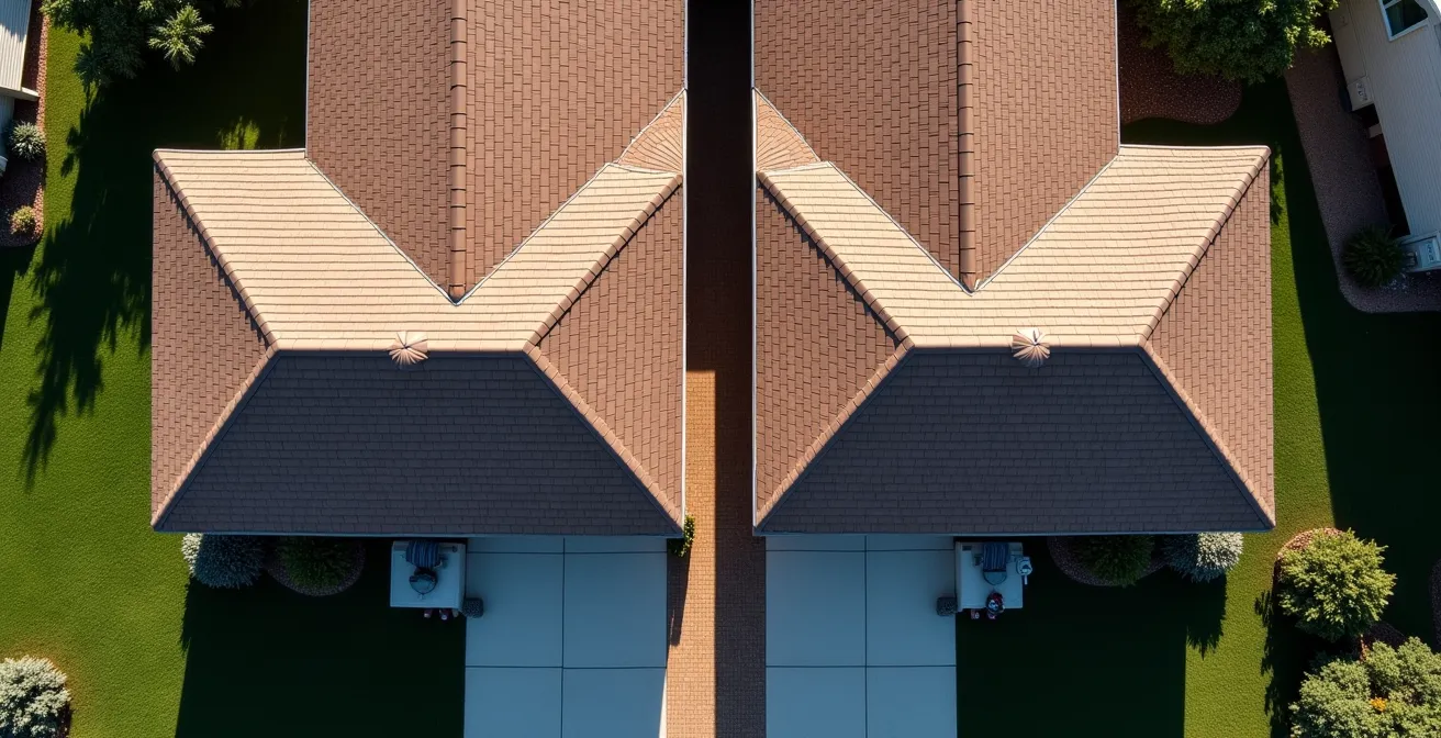 Split visualization showing two different property ownership scenarios with creditor implications