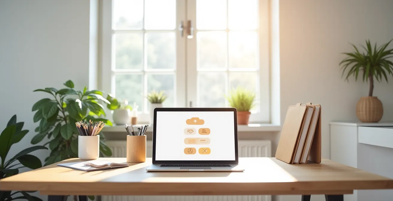 Organized digital maintenance documentation system on a tablet showing folder structure for insurance records