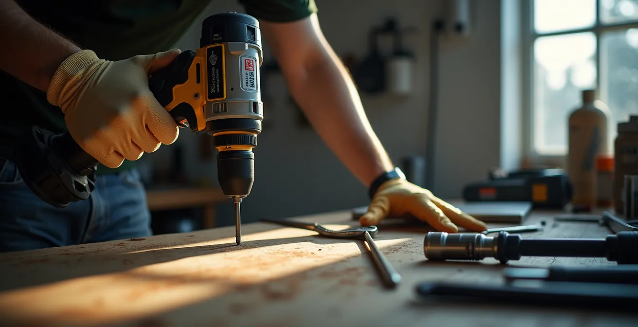 DIY home improvement scene showing tools and potential accident areas