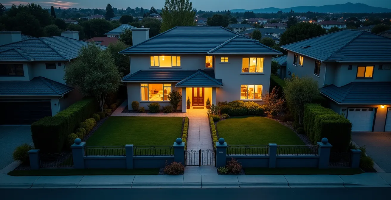 Multi-layered home security assessment showing vulnerable entry points and blind spots