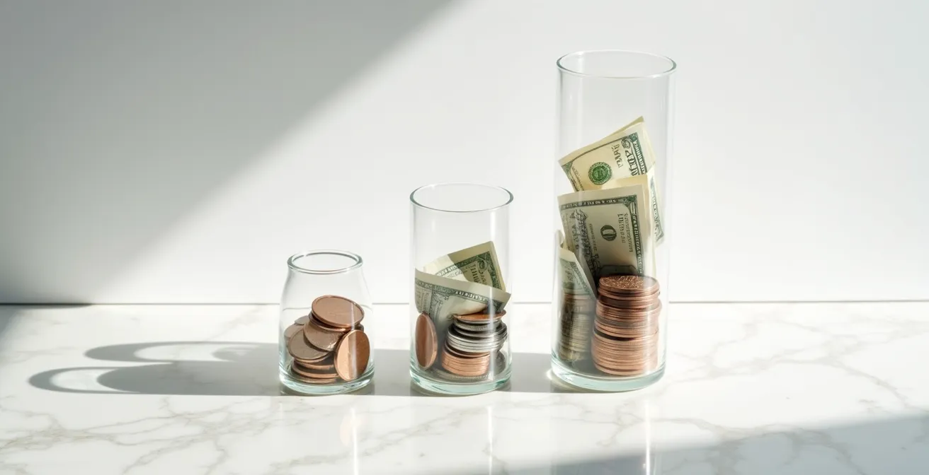 Visual representation of tiered deductible fund and investment growth strategy