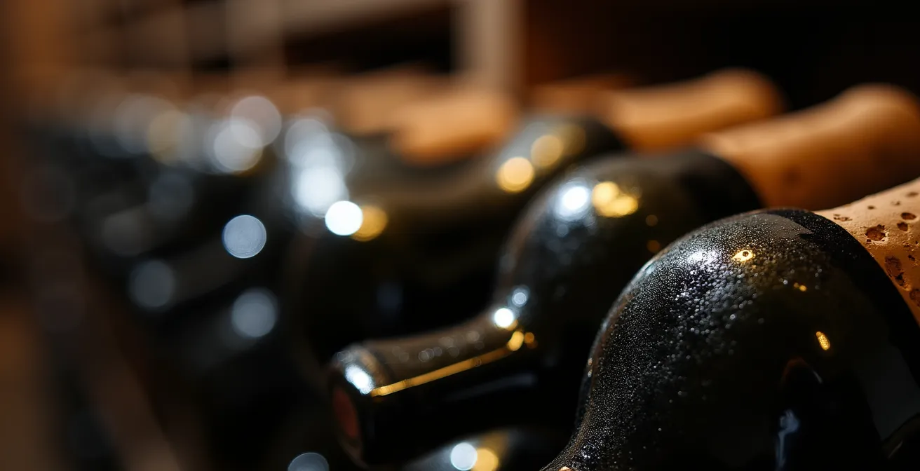 Professional wine cellar with climate control system showing temperature monitoring